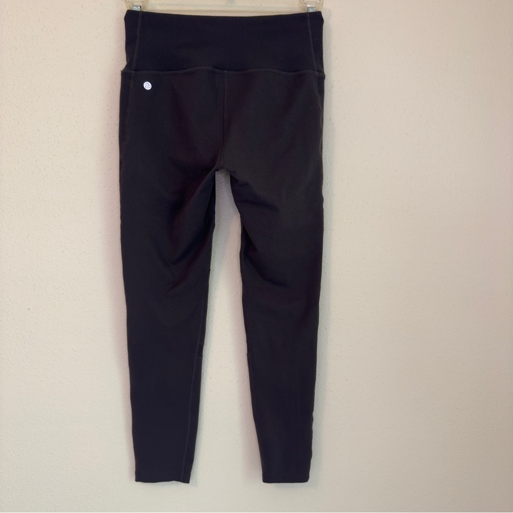 Zella moto ribbed high waist ankle leggings charcoal gray mini pocket size M - Picture 2 of 14